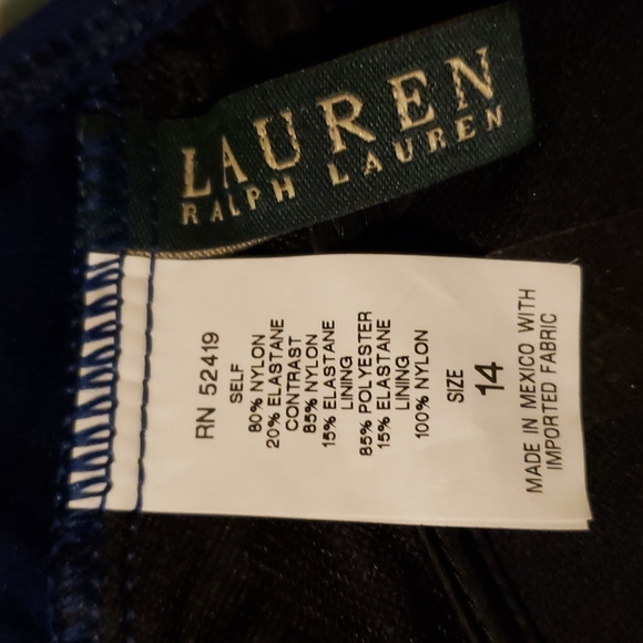 LAUREN Ralph Lauren Navy Blue Sheer Overlay Tie Front Bikini Bra Top Sz … - Picture 9 of 10